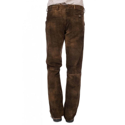 Herren Lederhose Tracht mit Hirschstickerei und Beinschnürung - Lederhose Herren