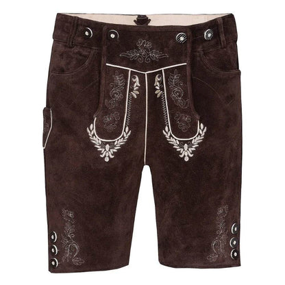 Herren Trachtenlederhose mit Latz und Hirschdekor - Lederhose Herren