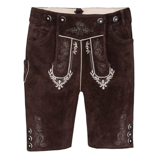 Herren Trachtenlederhose mit Latz und Hirschdekor - Lederhose Herren