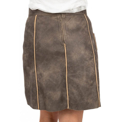 Damen Trachtenlederrock mit Riegel und Ziernähten vorne - Lederhose Herren