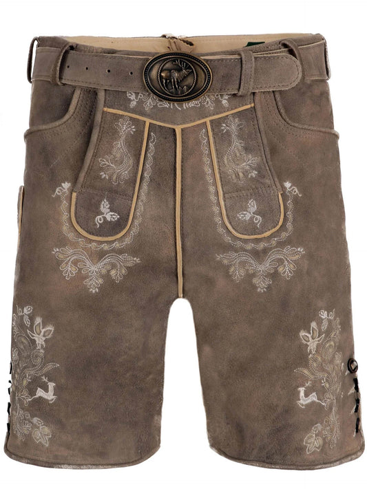 Herren Lederhose mit alpenländischer Stickerei verziert - Lederhose Herren