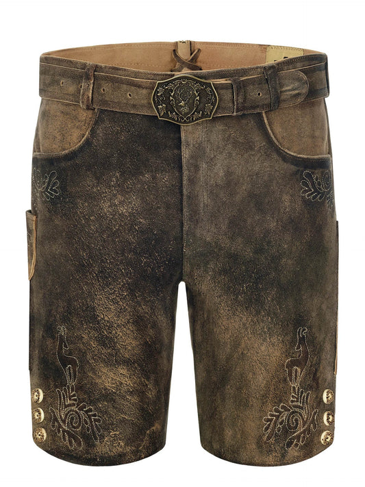 Urtypische Trachtenhose Herren mit Edelweißstickerei - Lederhose Herren