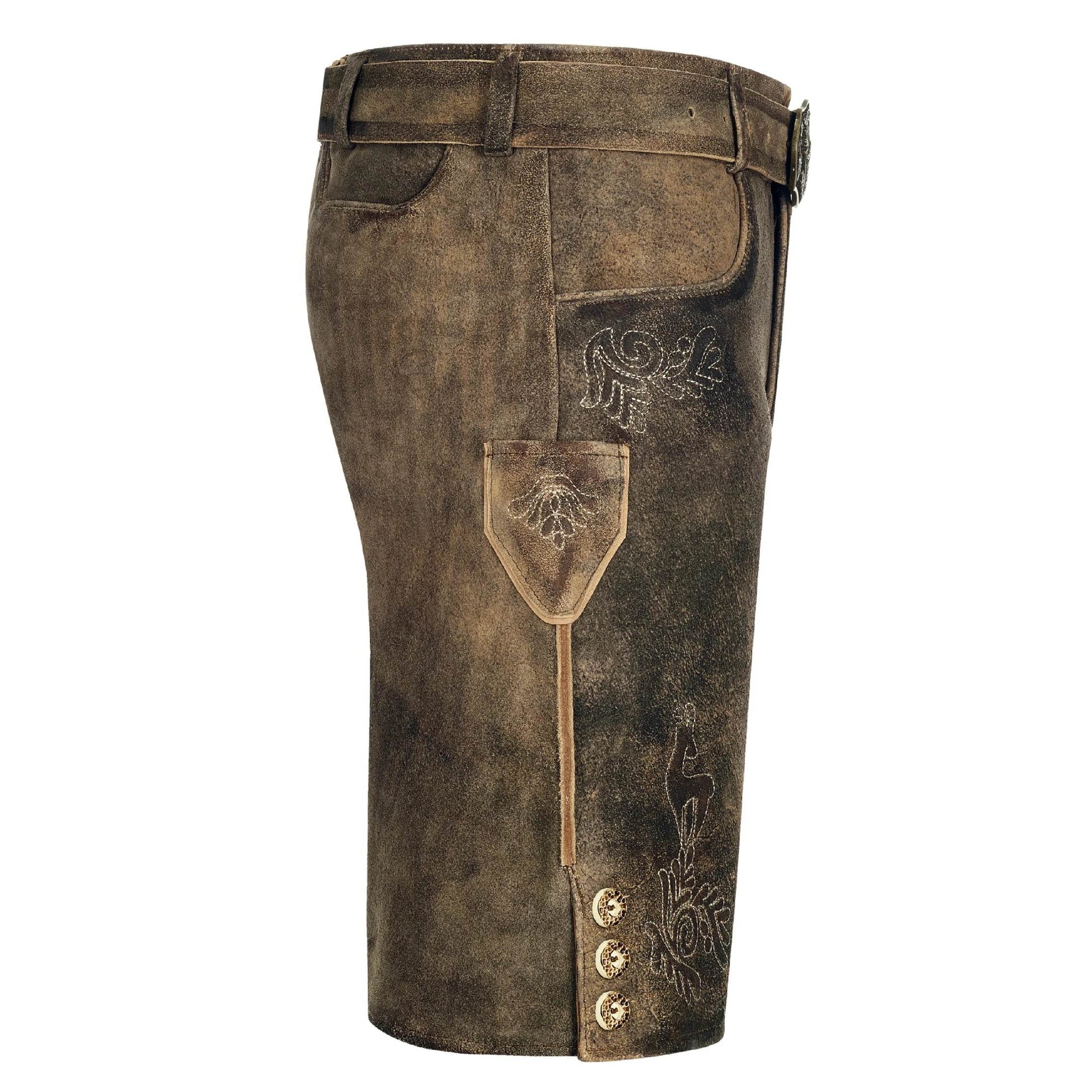 Urtypische Trachtenhose Herren mit Edelweißstickerei - Lederhose Herren