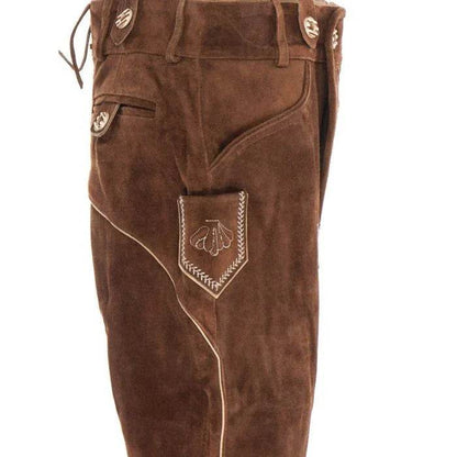 Hirschlederhose Herren edel verarbeitet im Trachtenstil - Lederhose Herren