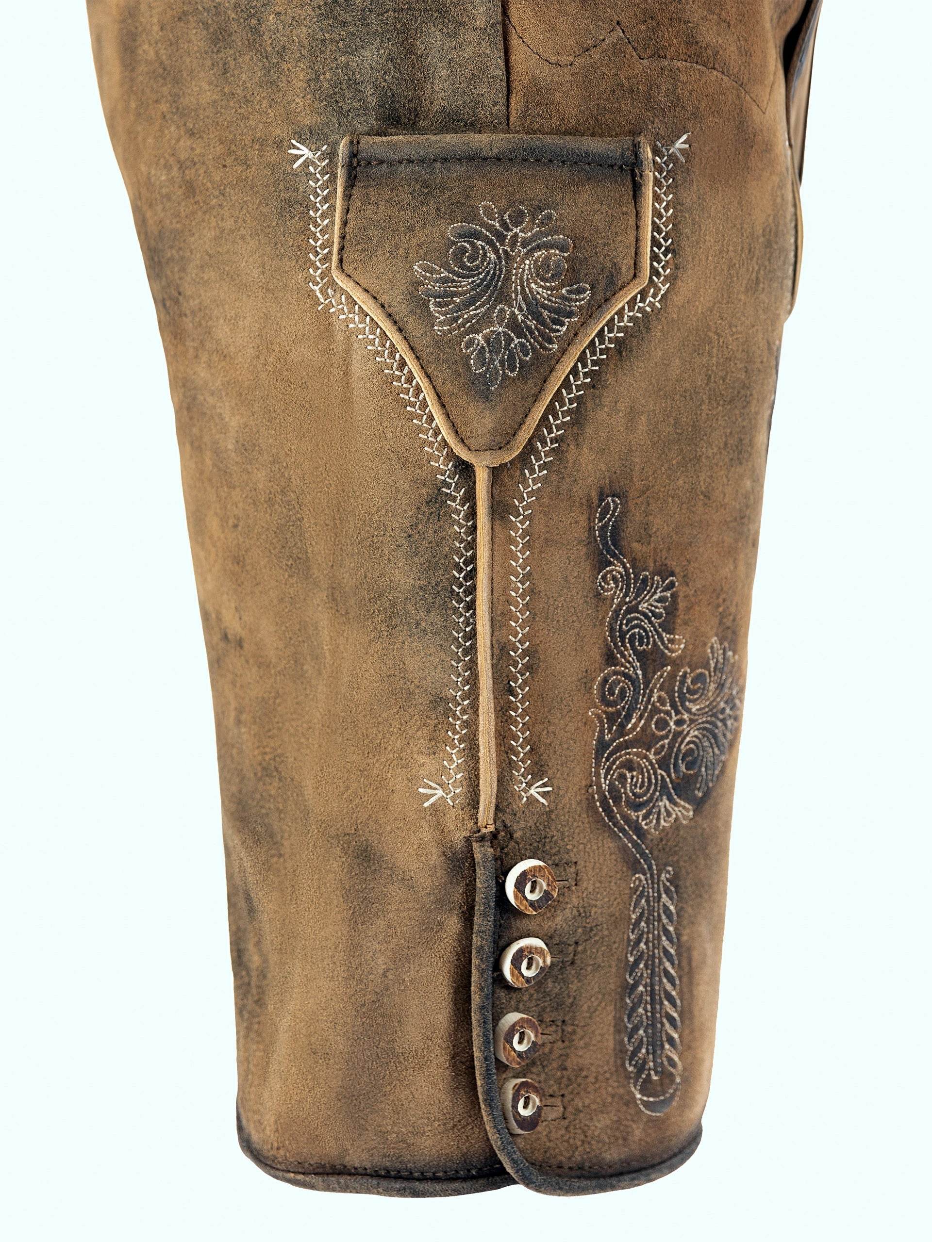 Männerhose Tracht kurz mit detailreicher Verzierung - Lederhose Herren