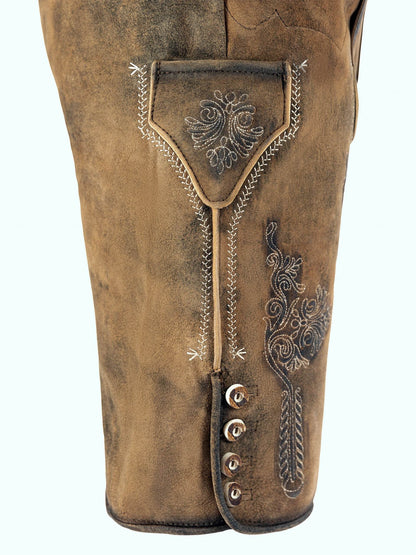 Männerhose Tracht kurz mit detailreicher Verzierung - Lederhose Herren