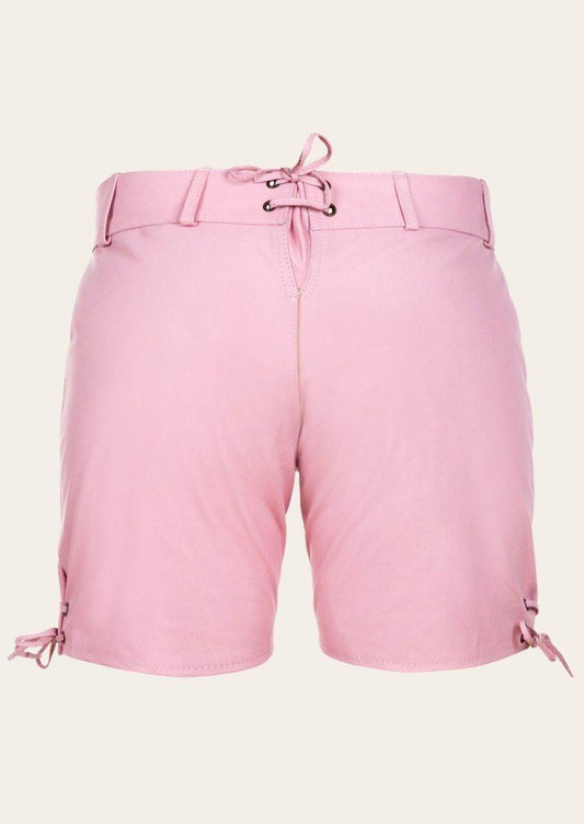 Women’s Oktoberfest shorts in pink with front drawstring and side ties