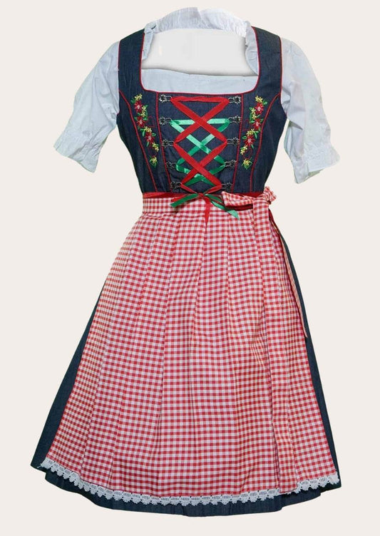 Bayerisches Dirndl Kleid mit Schnürmieder und festlicher Bluse - Lederhose Herren