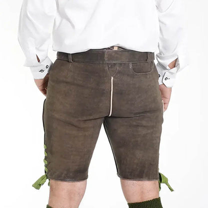 Lederhose Herren kurz mit Trachtenmuster aus Bayern - Lederhose Herren