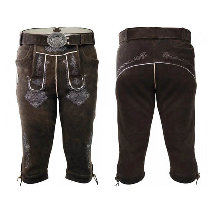 Klassische Wildleder Bundhose mit alpenländischem Look - Lederhose Herren