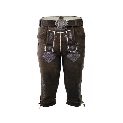Klassische Wildleder Bundhose mit alpenländischem Look - Lederhose Herren