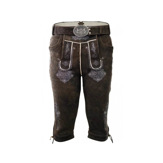 Klassische Wildleder Bundhose mit alpenländischem Look - Lederhose Herren