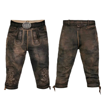 Herren Bundhose Tracht mit Latz und traditionellem Schnitt - Lederhose Herren
