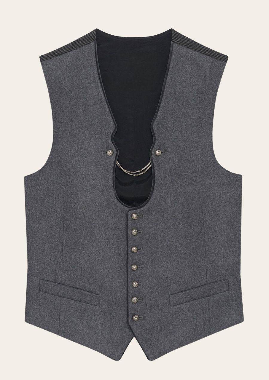 Herrenweste für Trachtenmode aus Leinen mit modernem Design - Lederhose Herren
