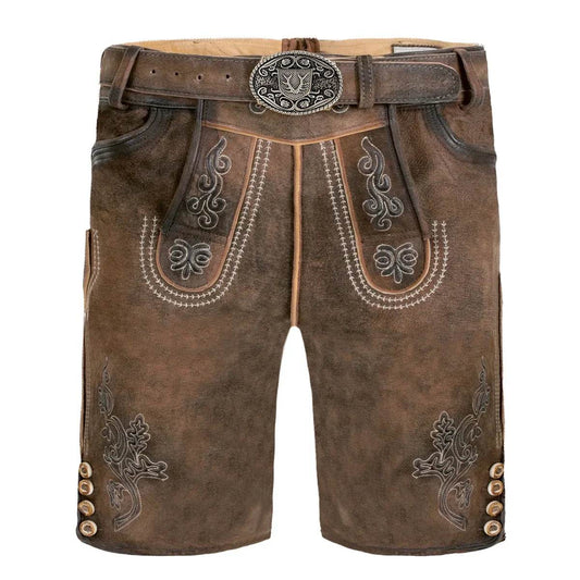 Edle Hirschlederhose Herren mit Trachtenmuster detailreich - Lederhose Herren