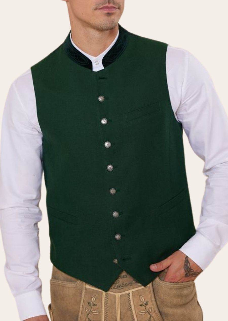 Stilvolle Weste zur Lederhose mit Knöpfen in Hirschhornoptik - Lederhose Herren