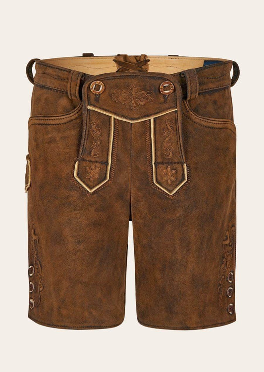 Damen Lederhosen Tracht dunkelbraun mit perfekter Passform - Lederhose Herren