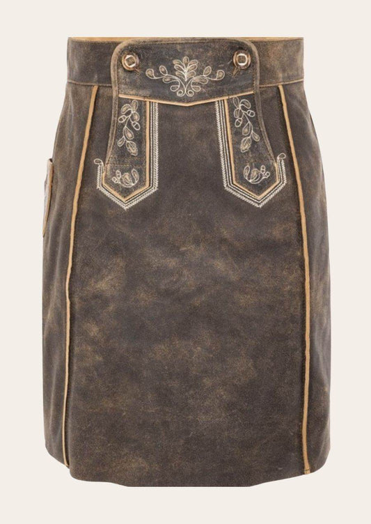 Oktoberfest Damenrock aus Leder mit Edelweiß Stickerei - Lederhose Herren