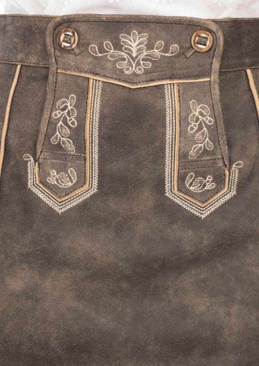 Oktoberfest Damenrock aus Leder mit Edelweiß Stickerei - Lederhose Herren