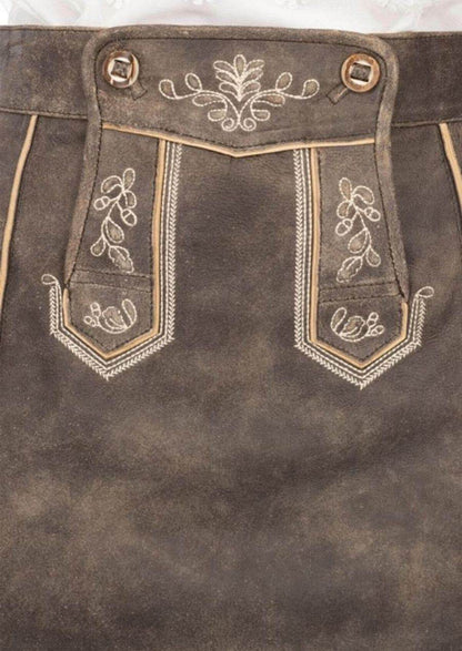 Oktoberfest Damenrock aus Leder mit Edelweiß Stickerei - Lederhose Herren