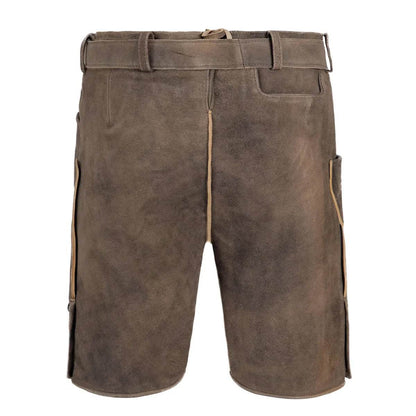 Lederhose Herren kurz mit Hirschhornknopf und Riegel - Lederhose Herren
