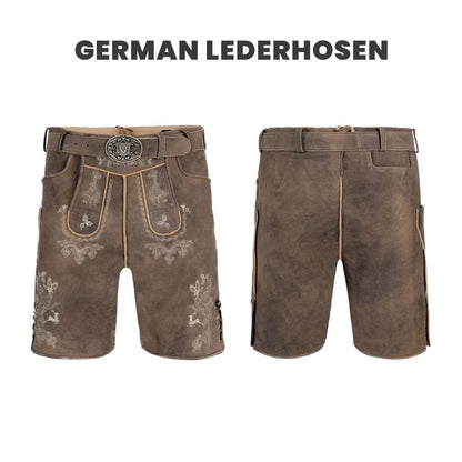 Lederhose Herren kurz mit Hirschhornknopf und Riegel - Lederhose Herren