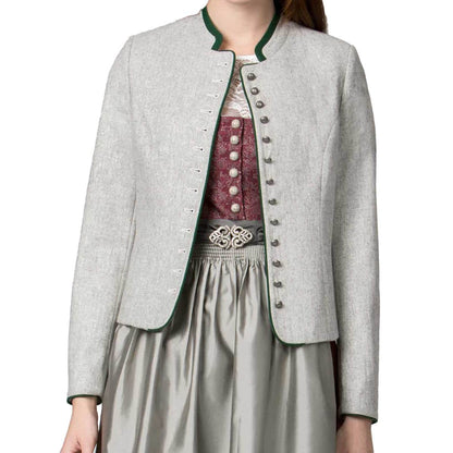 Bayerische Damen Dirndl Jacke Grau - Lederhose Herren