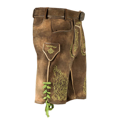 Kurze Trachtenhose Herren aus Velours mit Latz und Trägern - Lederhose Herren