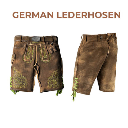 Kurze Trachtenhose Herren aus Velours mit Latz und Trägern - Lederhose Herren