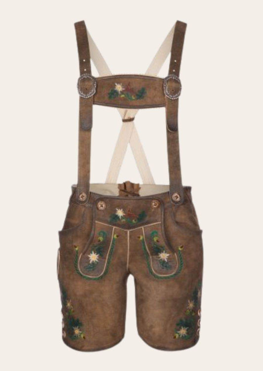 Damen Trachtenlederhose in Dunkelbraun für Volksfeste - Lederhose Herren
