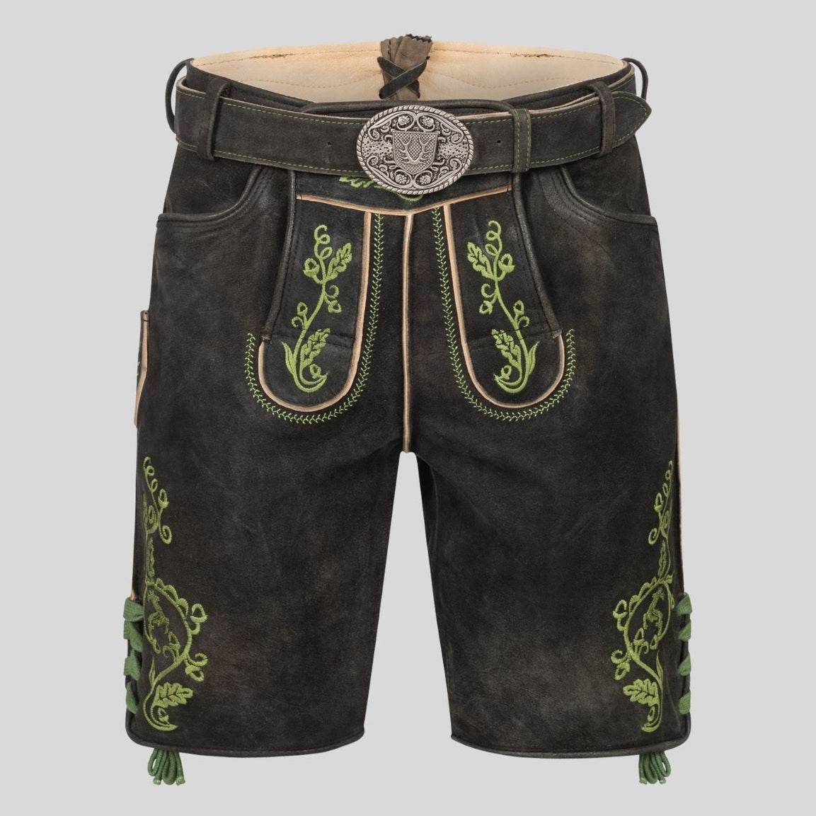 Originale Trachtenlederhose Herren mit Latz und Stickerei - Lederhose Herren