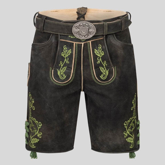 Originale Trachtenlederhose Herren mit Latz und Stickerei - Lederhose Herren
