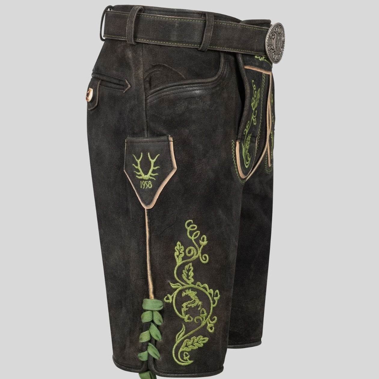 Originale Trachtenlederhose Herren mit Latz und Stickerei - Lederhose Herren