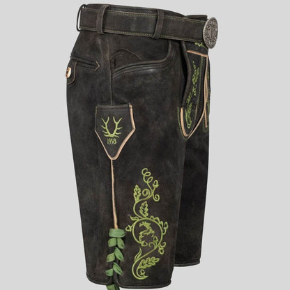 Originale Trachtenlederhose Herren mit Latz und Stickerei - Lederhose Herren