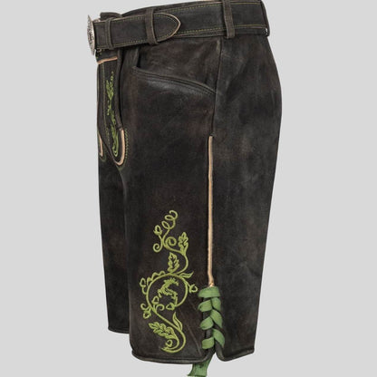 Originale Trachtenlederhose Herren mit Latz und Stickerei - Lederhose Herren