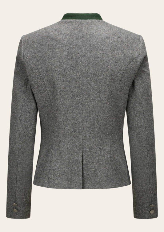 Women's traditional jacket back, gray with tailored seam and small button details