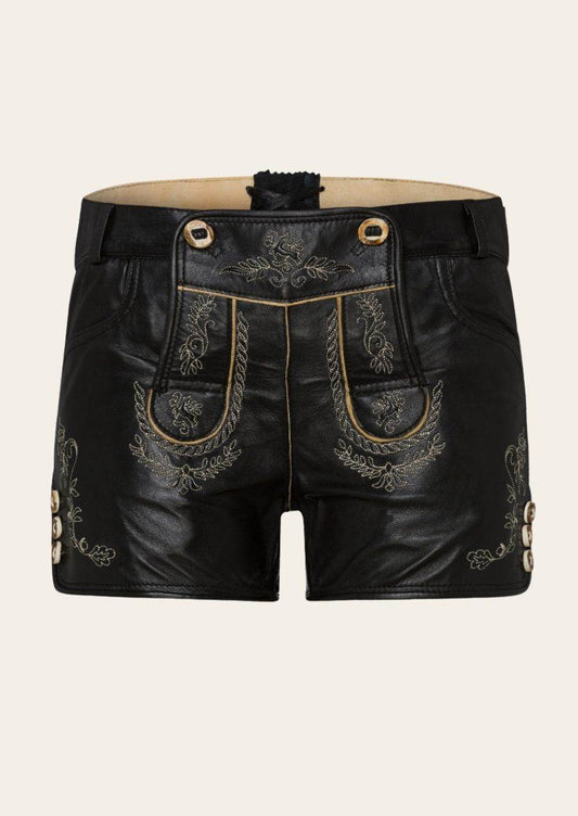 Damen Trachtenhose aus Veloursleder mit Stickmuster - Lederhose Herren