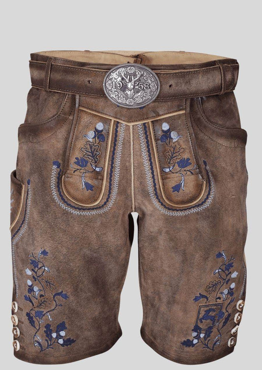 Robuste Wildlederhose Herren mit bayerischer Verzierung - Lederhose Herren