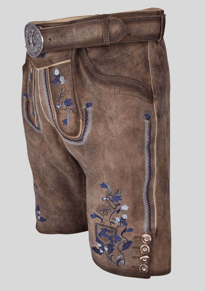 Robuste Wildlederhose Herren mit bayerischer Verzierung - Lederhose Herren