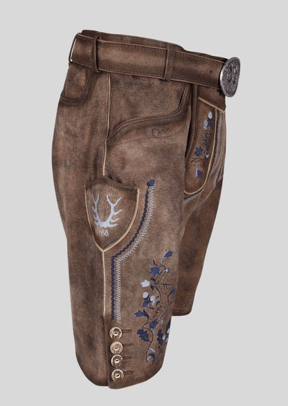 Robuste Wildlederhose Herren mit bayerischer Verzierung - Lederhose Herren