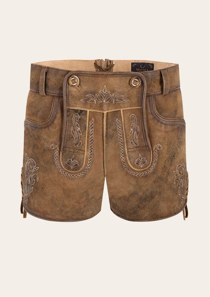 Damen Lederhose für Oktoberfest mit Hirsch-Stickerei - Lederhose Herren