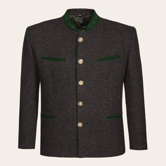 Trachtenjacke Herren stilvoll mit Hornknöpfen und Stehkragen - Lederhose Herren