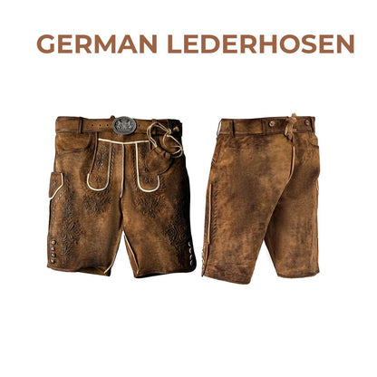Männer Trachtenhose mit echten Hornknöpfen und Latz - Lederhose Herren
