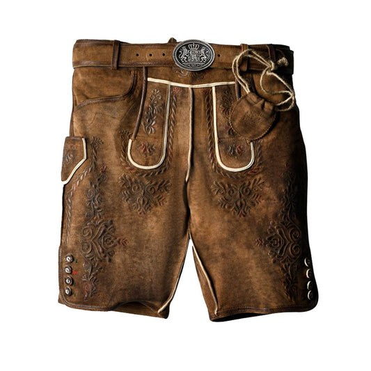 Männer Trachtenhose mit echten Hornknöpfen und Latz - Lederhose Herren