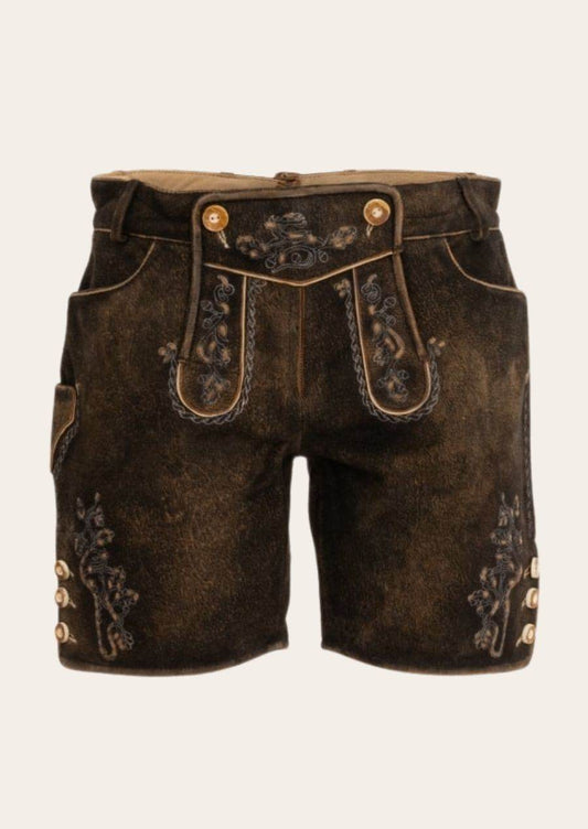 Lederhose Damen kurz mit Trachtenverschluss - Lederhose Herren