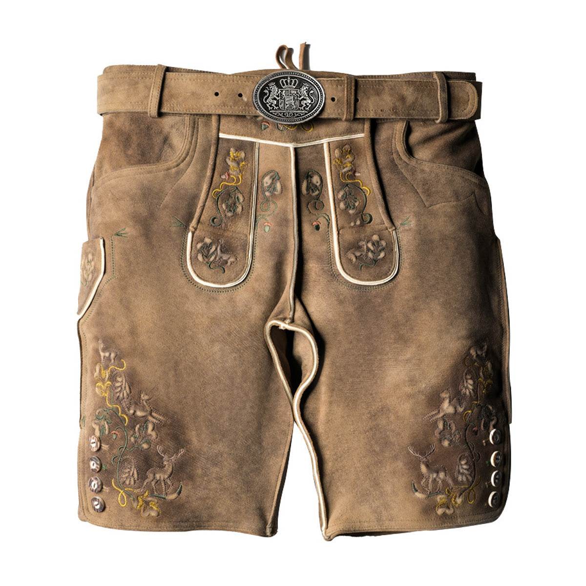 Kurz Lederhose Herren kurz im Trachtenstil mit Riegelbund - Lederhose Herren