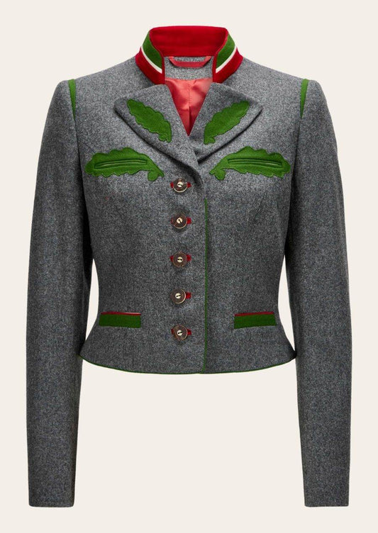 Damen Jacke zur Lederhose aus Loden mit Stehkragen und Stickerei - Lederhose Herren