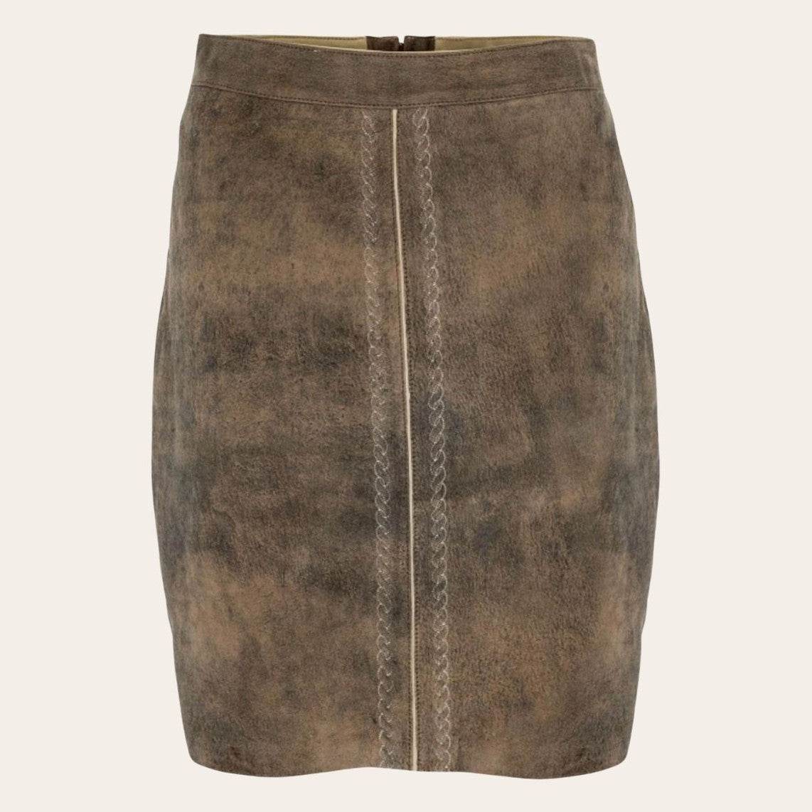 Kurzer Lederhosenrock Damen mit Herz und Blumenstickerei - Lederhose Herren
