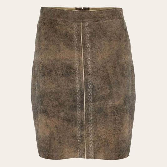 Kurzer Lederhosenrock Damen mit Herz und Blumenstickerei - Lederhose Herren