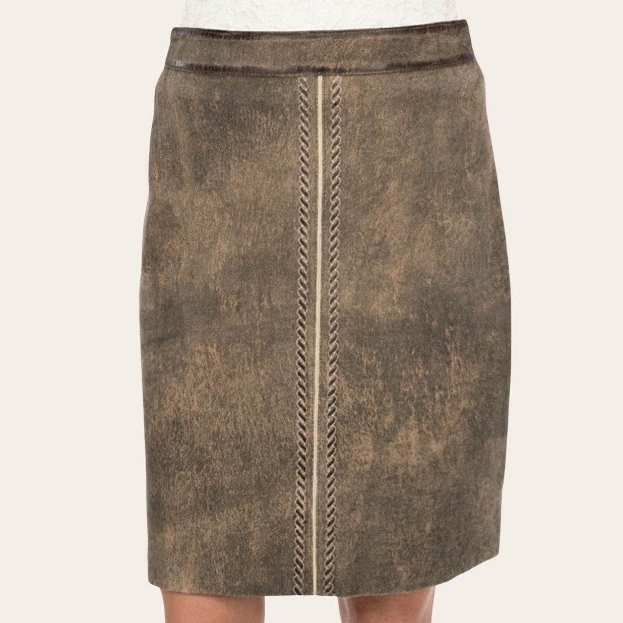 Kurzer Lederhosenrock Damen mit Herz und Blumenstickerei - Lederhose Herren
